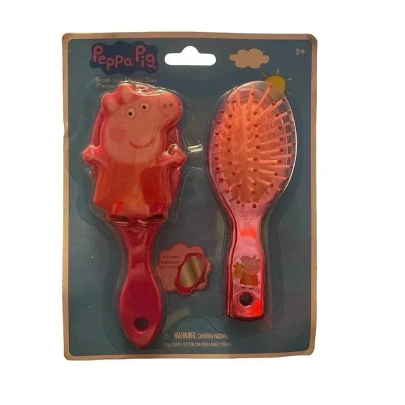 Peppa Pig Pink Hair Brush & Mirror Duo Age 3 + - Picture 1 of 2